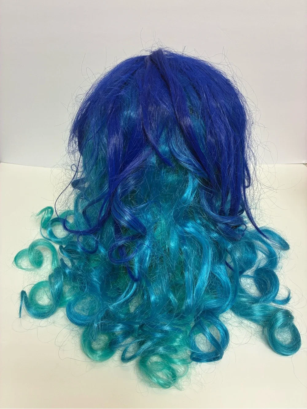 Wig Blue Teal Long Hair With Bangs Wavy Curls Costume Halloween Cosplay Theatre